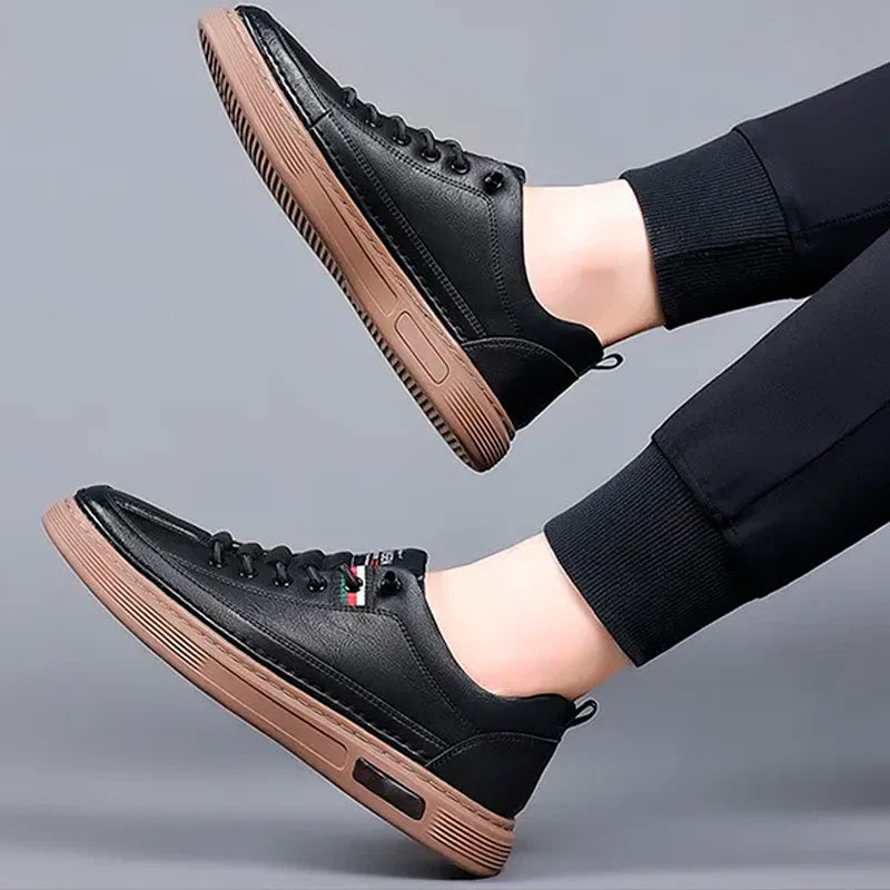 Tênis Casual Italian™ - de couro Legitimo + Relogio de Brinde