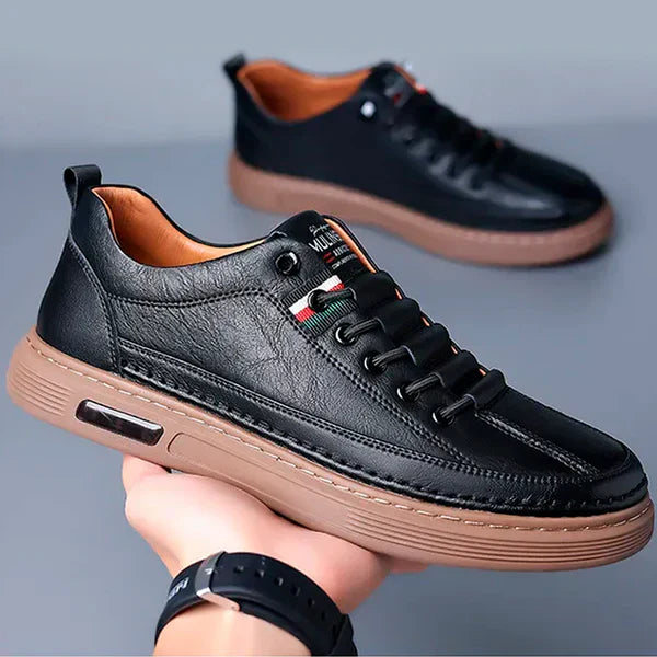 Tênis Casual Italian™ - de couro Legitimo + Relogio de Brinde