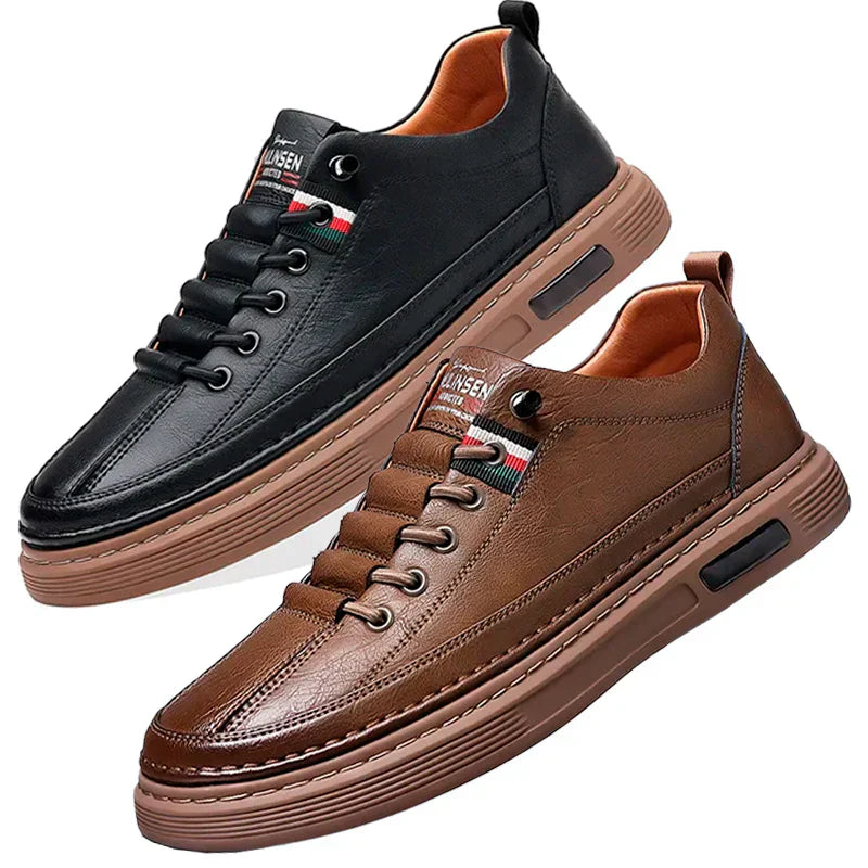 Tênis Casual Italian™ - de couro Legitimo + Relogio de Brinde
